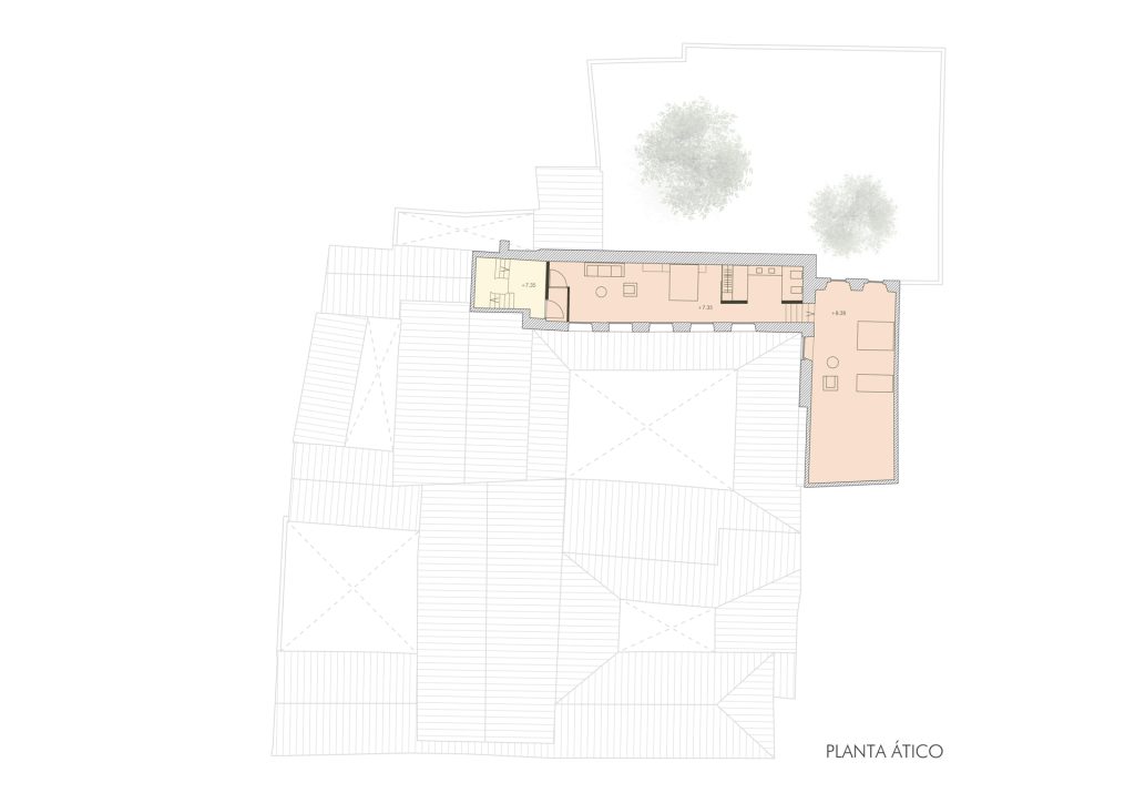 Plano ático de la rehabilitación de la Casa Palacio de los Manríquez